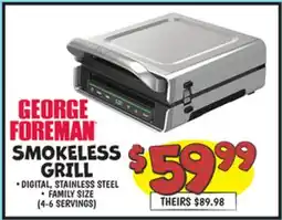 Ollie's GEORGE FOREMAN SMOKELESS GRILL offer