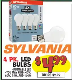 Ollie's SYLVANIA 4 PK. LED BULBS offer
