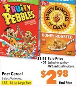 Super Saver Post Cereal offer
