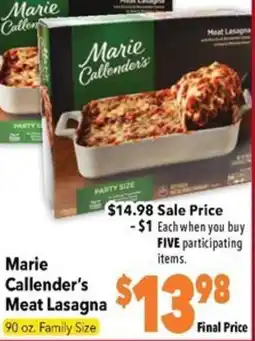 Super Saver Marie Callender's Meat Lasagna offer