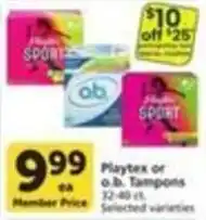 Pavilions Playtex or o.b. Tampons offer