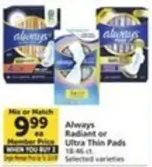 Pavilions Always Radiant or Ultra Thin Pads offer