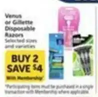 Pavilions Venus or Gillette Disposable Razors offer