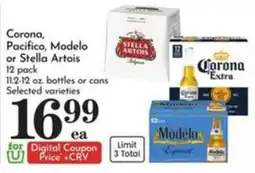 Pavilions Corona, Pacifico, Modelo or Stella Artois offer