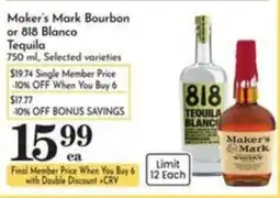Pavilions Maker's Mark Bourbon or 818 Blanco Tequila offer