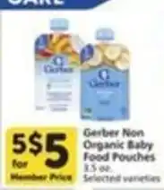 Pavilions Gerber Non Organic Baby Food Pouches offer