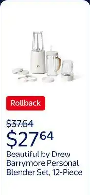 Walmart Beautiful Personal Blender Set with 12 Pieces, 240 W, White Icing by Drew Barrymore offer