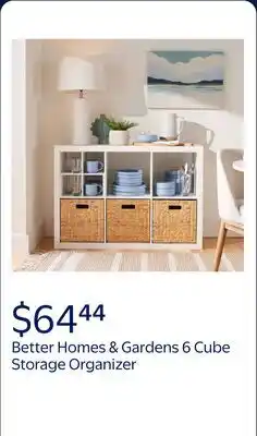 Walmart Better Homes & Gardens 6 Cube Storage Organizer, Textured White offer