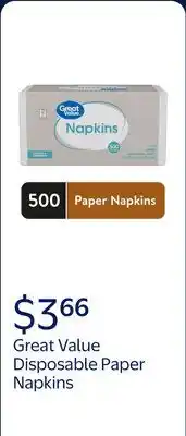 Walmart Great Value White Disposable Paper Napkins offer