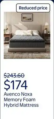 Walmart Avenco Noxa 12 Medium Memory Foam Hybrid Pocket Spring Mattress offer