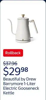 Walmart Beautiful 1-Liter Electric Gooseneck Kettle 1200 W, White Icing by Drew Barrymore offer