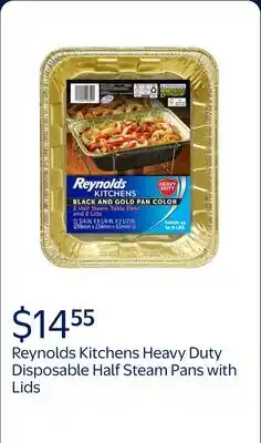 Walmart Reynolds Kitchens Heavy Duty Disposable Half Steam Pans with Lids, Black and Gold offer