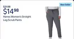 Walmart Hanes Women's Scrubs Drawstring Scrub Pants, Straight Leg, Comfort Fit, Pockets offer