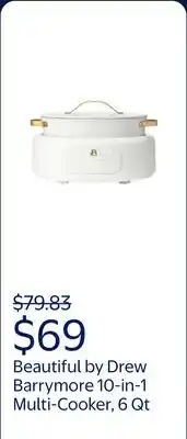 Walmart Beautiful 10 in 1, 6 Qt Electric Multi-Cooker, White Icing by Drew Barrymore offer