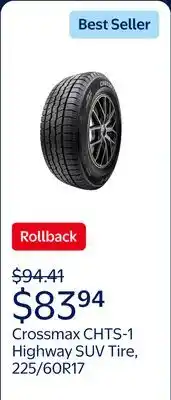 Walmart Crossmax CHTS-1 Highway 225/60R17 99V SUV/Crossover Tire offer