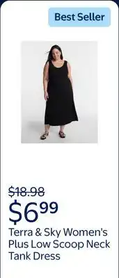 Walmart Terra & Sky Women's Plus Low Scoop Neck Tank Dress offer