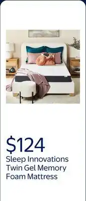 Walmart Sleep Innovations 8 Gel Memory Foam Mattress, Twin offer