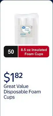 Walmart Great Value Disposable Foam Cups offer