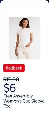 Walmart Free Assembly Women's And Women's Plus Cap Sleeve Tee offer
