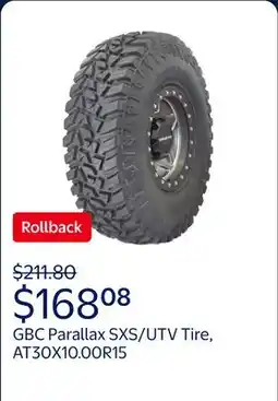 Walmart GBC Parallax AT30X10.00R15 10-Ply Rated SXS/UTV Tire (Tire Only) offer