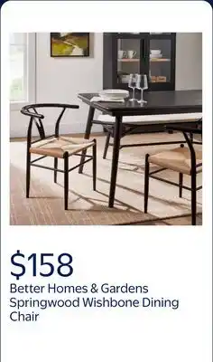 Walmart Better Homes & Gardens Springwood Wishbone Dining Chair, Black Finish offer