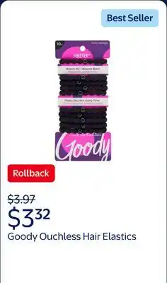 Walmart Goody Ouchless Damage-Free Forever Hair Elastics, Ponytail Holder, Black offer