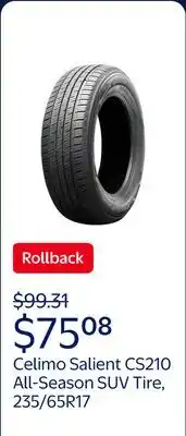 Walmart Celimo Salient CS210 All Season 235/65R17 108H XL SUV/Crossover Tire offer