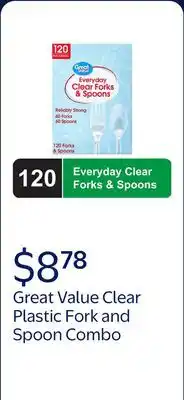 Walmart Great Value Clear Plastic Fork and Spoon Combo offer