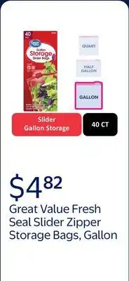 Walmart Great Value Fresh Seal Slider Zipper Storage Bags, Gallon offer