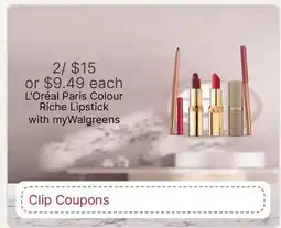 Walgreens L'Oréal Paris Colour Riche Lipstick offer