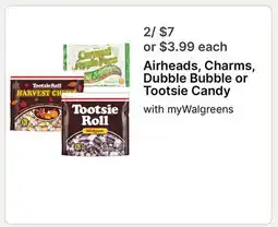 Walgreens Airheads, Charms, Dubble Bubble or Tootsie Candy offer