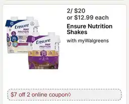 Walgreens Ensure Nutrition Shakes offer