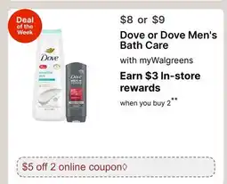 Walgreens Dove or Dove Men's Bath Care offer