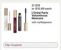 Walgreens L'Oréal Paris Voluminous Mascara offer