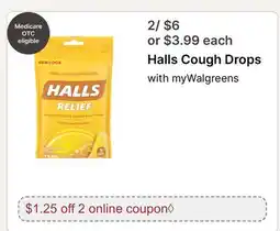 Walgreens Halls Cough Drops offer