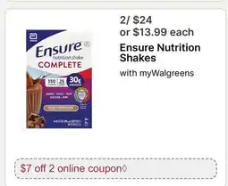 Walgreens Ensure Nutrition Shakes offer