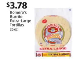 Aldi Romero's Burrito Extra-Large Tortillas offer
