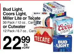 Superior Grocers Bud Light, Coors Light, Miller Lite or Tecate or Cutwater offer