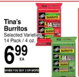 Superior Grocers Tina's Burritos offer