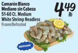 El Super CamarΓ³n Blanco Mediano sin Cabeza 51-60Ct. Medium White Shrimp Headless offer