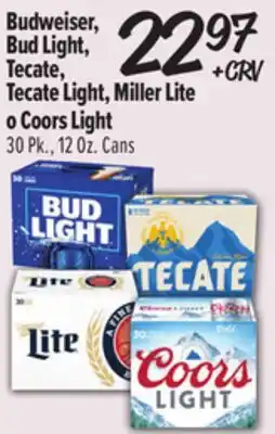 El Super Budweiser, Bud Light, Tecate, Tecate Light, Miller Lite o Coors Light offer