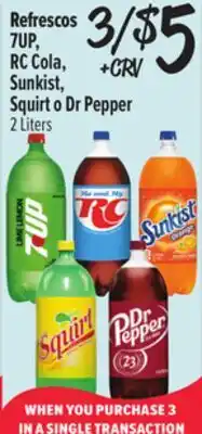 El Super Refrescos 7UP, RC Cola, Sunkist, Squirt o Dr Pepper offer