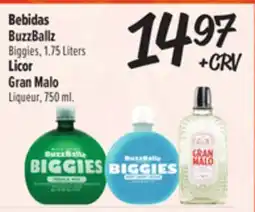 El Super Bebidas BuzzBallz Biggies, 1.75 Liters Licor Gran Malo, Liqueur, 750 ml offer