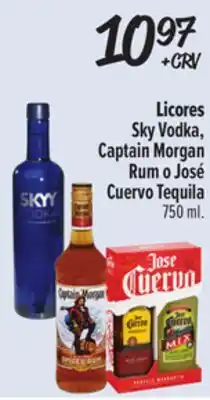 El Super Licores Sky Vodka, Captain Morgan Rum o José Cuervo Tequila offer