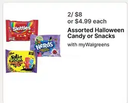 Walgreens Assorted Halloween Candy or Snacks offer