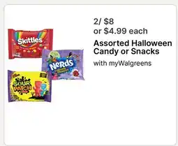 Walgreens Assorted Halloween Candy or Snacks offer