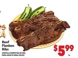 Vallarta Supermarkets Beef Flanken Ribs/COSTILLA NORTEÑA DE RES, PARA ASAR O PARA CALDO offer