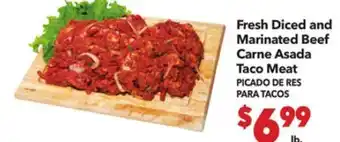 Vallarta Supermarkets Fresh Diced and Marinated Beef Carne Asada Taco Meat / PICADO DE RES PARA TACOS offer