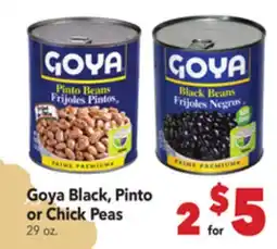 Vallarta Supermarkets Goya Black, Pinto or Chick Peas offer