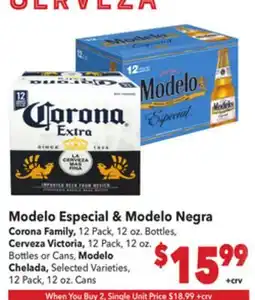 Vallarta Supermarkets Modelo Especial & Modelo Negra offer